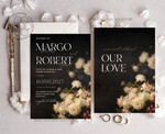 TEMPLETT  
 Hochzeits Einladung Download Schwarze Vintage Ölmalerei Blumen Hochzeitskarten Set Vorlage, Sofortiger Download Druckbare Einladungen Heimdruck, Einfache Hochzeitskarten10