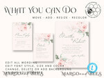 TEMPLETT wedding invitation download Modern Rustic wedding Invitations Set Template, Instant Download Printable Invites Home Printing, Simple Boho Wedding Invitation Card Set8