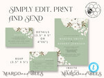 TEMPLETT wedding invitation download Sage Green wedding invitation template, Instant download Greenery Wedding Invites, Rustic Garden Wedding Invitations  Set Printable9