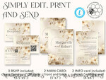TEMPLETT  
 Hochzeits Einladung Download Boho einfache Vintage Blumen Hochzeitskarten Set Vorlage, Sofortiger Download druckbare Einladungen Heimdruck, einfache Hochzeitskarten10