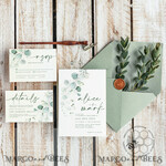 TEMPLETT wedding invitation download Sage Green wedding invitation template, Instant download Greenery Wedding Invites, Eucalyptus Garden Wedding Invitations Set Printable7