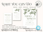 TEMPLETT  
 Hochzeits Einladung Download Minimalistische Olivenhochzeits-Einladungsvorlage Sofort-Download, Druckbare Einladungen für eine Hochzeit in der Toskana zum Heimdruck, Hochzeitsinvitation-Set Italien9