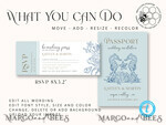 TEMPLETT wedding invitation download passport wedding invitation template, Instant download destination Wedding Invites, travel Printable Template Invitations, boarding pass8