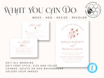 TEMPLETT wedding invitation download Boho Modern wedding Invitations Evite Set Template, Instant Download Printable Invites Home Printing Fall Heart Wedding Invitation Cards WB811