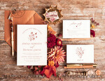 TEMPLETT wedding invitation download Boho Modern wedding Invitations Evite Set Template, Instant Download Printable Invites Home Printing Fall Heart Wedding Invitation Cards WB811