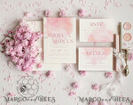TEMPLETT wedding invitation download Elegant Blush wedding Invitation Template, Instant Download Printable Invites Home Printing, Pink Ombre Wedding Invitation Card Set Template10