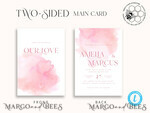 TEMPLETT wedding invitation download Elegant Blush wedding Invitation Template, Instant Download Printable Invites Home Printing, Pink Ombre Wedding Invitation Card Set Template10