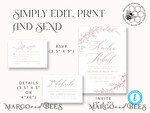 TEMPLETT wedding invitation download Fine Art Blush wedding Invitations Evite Set Template, Instant Download Printable Invites Home Printing, Boho Chick Invitation Set WBoho1610