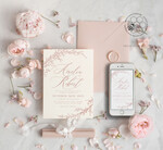TEMPLETT wedding invitation download Fine Art Blush wedding Invitations Evite Set Template, Instant Download Printable Invites Home Printing, Boho Chick Invitation Set WBoho1610