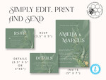TEMPLETT wedding invitation download Sage Green wedding invitation template, Instant download Greenery Wedding Invites, Eucalyptus Garden Wedding Invitation Printable tuscany wedding , italy wedding , greece, destination wedding8