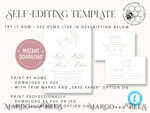 TEMPLETT  
 Hochzeits Einladung Download Elegante Hochzeits Einladungsvorlage, einfache Sofort-Download druckbare Einladungen für den Heimdruck, Boho moderne Hochzeits Einladungskarten Set10