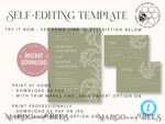 TEMPLETT  
 Hochzeits Einladung Download Sage Green Hochzeits Einladungsvorlage, Sofortiger Download Grün Hochzeitseinladungen Rustikale Gypsophila Gartenhochzeitseinladungen Set Druckbar8