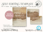TEMPLETT wedding invitation download Gold ombre wedding Invitation Template, Instant Download Printable Invites Home Printing, Gold Boho Wedding Invitation Card Set terracotta8