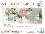 TEMPLETT wedding set Sage Green Boho Wedding Stationery Bundle, Greenery Wedding Template Kit, Wedding Invitation Set, Invitation Template Download Set, WSpr19