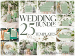 TEMPLETT wedding set Sage Green Boho Wedding Stationery Bundle, Greenery Wedding Template Kit, Wedding Invitation Set, Invitation Template Download Set, WSpr19