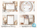 TEMPLETT wedding set Boho Pampas Grass Wedding Set Bundle Templates Elegant Invitation Personalised Template Kit Wedding Invitation Set Invitation Download10