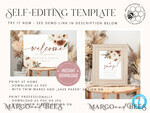 TEMPLETT wedding set Fall Rustic Wedding Invitation template dowload Set, wedding Bundle Templates, Diy Home printing wedding Kit Wboho109