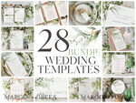 TEMPLETT wedding set  Eucalyptus Boho Wedding Stationery Bundle, Greenery Wedding Template Kit, Wedding Invitation Set, Invitation Template Download Set, WSpr110