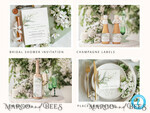 TEMPLETT wedding set  Eucalyptus Boho Wedding Stationery Bundle, Greenery Wedding Template Kit, Wedding Invitation Set, Invitation Template Download Set, WSpr110