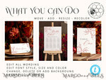 TEMPLETT wedding set Maroon Fall Boho Rustic Wedding Invitation template dowload Set, wedding  Bundle Templates, Diy Home printing wedding Kit9