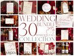 TEMPLETT wedding set Maroon Fall Boho Rustic Wedding Invitation template dowload Set, wedding  Bundle Templates, Diy Home printing wedding Kit9