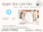 TEMPLETT wedding stationery Floral drink bar menu template, Drinks Signs editable, Instant download Modern Table Signs Garden Wedding Menu Sign  Printable, WRom14