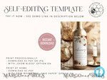 TEMPLETT wedding stationery Boho wine label wedding template, wine label weddings editable, Instant download Elegant wine label wedding Garden  Printable, Wboho104