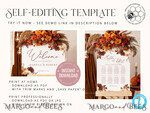 TEMPLETT  
 Hochzeitszeichen Herbst Maroon Hochzeits Sitzplan Vorlage, Druckbarer Sitzplan Hochzeit, Chart-Schild, Tischlein, Bearbeitbar, Poster, Templett Sofort-Download, Chart-Board, Tisch Sitzplan, Sitzplanung, Willkommensschild7
