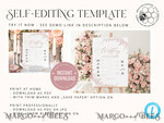 TEMPLETT  
 Hochzeitszeichen Boho Blush Pink Hochzeit Veranstaltungsablauf Zeitplan Programm Schild Vorlage, Herbsthochzeitstag, druckbarer Zeitplan, DIY Hochzeitsschild5
