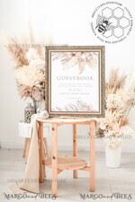 TEMPLETT wedding signs Pampas Guestbook Wedding Sign template, Instant download Boho Wedding Guest book Sign, Guestbook  Printable, Minimalist  Sign, WPam54