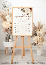 TEMPLETT wedding signs Boho Wedding Order of Events Timeline Sign Template, Fall Order of Events Timeline Sign, Printable Timeline, DIY Wedding Sign, WBoho105