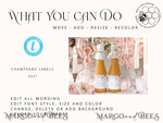 TEMPLETT bridal shower Pampas bridal shower Champagne Bottle Labels template, Instant download Natural bridal shower Favors Tags, Garden favor Tag Diy WPam54