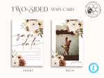 TEMPLETT save the date Boho Ivory save the date card Template, Instant Download Printable Invites Home Printing, Simple save the date card  with photo, WBoho106