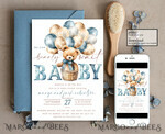 TEMPLETT  
 Babyparty Teddybär Baby Junge Baby Shower Einladungsvorlagen-Set Wir können kaum warten Windel-Lotterie Bücher, Sofort-Download Druckbare Einladungen Heimdruck9