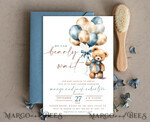 TEMPLETT  
 Babyparty Gewölbte Teddy-Bär Baby Junge Babyparty Einladungsvorlagen-Set Wir können es kaum erwarten Windelverlosung Bücher, Sofort-Download Druckbare Einladungen Heimdruck11