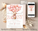 TEMPLETT  
 Babyparty Blush Pink Teddy Bear Baby Girl Shower Einladungsvorlage Set süßes kleines Mädchen auf dem Weg Windelverlosungsbücher Bogen Sofortiger Download Blush Pink bearbeitbare Einladung10