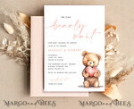 TEMPLETT  
 Babyparty Geschlechtsneutrale Teddybär Baby Junge Babyshower Einladung Vorlagen Set Wir können kaum warten Windelverlosung Bücher, Sofort-Download Bearbeitbare Einladungen6