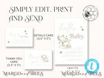 TEMPLETT baby shower Elephant Baby Shower Invitation Template download, Simple Baby Shower Boy Invitations Set,  Printable Invites Set Home Printing Boho Cards7