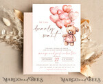TEMPLETT  
 Babyparty Blush Pink Teddy Bear Baby Girl Shower Einladungsvorlagen Set süßes kleines Mädchen auf dem Weg Windel Verlosungsbücher Bogen Sofort-Download Blush Pink editierbare Einladung10