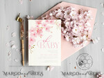 TEMPLETT baby shower Cherry Blossom Baby Shower Invitation Template download suite, Baby Girl Invitations Set,  Printable Invites Home Printing Simple Boho Cards8