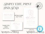 TEMPLETT baby shower Modern Baby Shower Invitation Template, Baby Shower Girl Invitations Set, Instant Download Printable Invites Home Printing Simple Boho Cards8