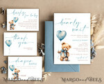 TEMPLETT baby shower Teddy Bear Baby Boy Shower Invitation Template Set We Can Bearly Wait Diaper Raffle Books, Instant Download Printable Invites Home Printing10