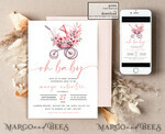 TEMPLETT baby shower Floral Stroller Baby Girl Shower Invitation Template Set Oh baby Diapper Raffle Books Arch Instant Download Pink Flowers editable invite10
