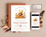 TEMPLETT  
 Babyparty Winnie Pooh Baby Shower Einladung Digital Vorlagen Set Hunny Herbst, Geschlechtsneutrale Windel Raffle Bücher Sofortiger Download Druckbare Einladung10