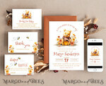 TEMPLETT  
 Babyparty Winnie Pooh Baby Shower Einladung Digital Vorlagen Set Hunny Herbst, Geschlechtsneutrale Windel Raffle Bücher Sofortiger Download Druckbare Einladung10