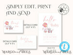 TEMPLETT  
 Babyparty Moderne Baby Shower Einladungsvorlage, Baby Shower Mädchen Einladungen Set, Sofortiger Download Druckbare Einladungen Heimdruck Einfache Boho Karten7