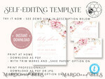 TEMPLETT  
 Babyparty Baby Shower Einladung Vorlage herunterladen Florale Suite, Baby Shower Mädchen Einladungen Set Druckbare Einladungen Heimdruck Einfache Boho Karten Baby Shower Einladung Mädchen Elefant8