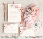 TEMPLETT  
 Babyparty Baby Shower Einladung Vorlage herunterladen Florale Suite, Baby Shower Mädchen Einladungen Set Druckbare Einladungen Heimdruck Einfache Boho Karten Baby Shower Einladung Mädchen Elefant8
