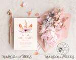 TEMPLETT baby shower Beautiful Baby Shower InvitationTemplate, Instant Download Printable Invites Home Printing, Simple Boho baby Boy and girl shower  Card Set7