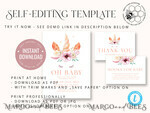 TEMPLETT baby shower Beautiful Baby Shower InvitationTemplate, Instant Download Printable Invites Home Printing, Simple Boho baby Boy and girl shower  Card Set7